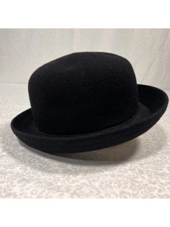 Vtg Kangol Bucket Hat UK Black Wool Angora 90s Hip Hop Streetwear Sz Regular - Picture 5 of 11